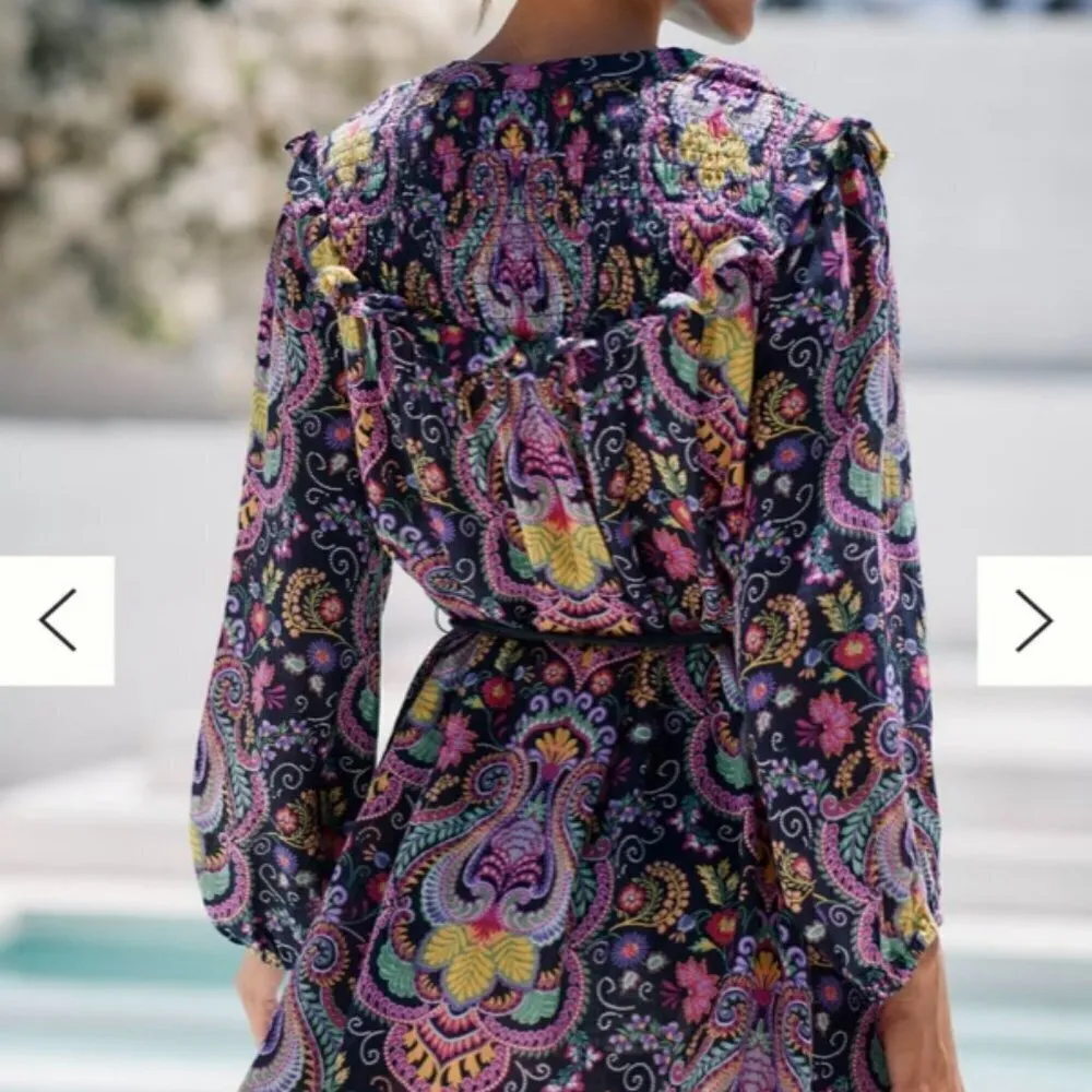 Anthropologie Vibrant Paisley Cover Up Tunic Top Size Medium - Image 3