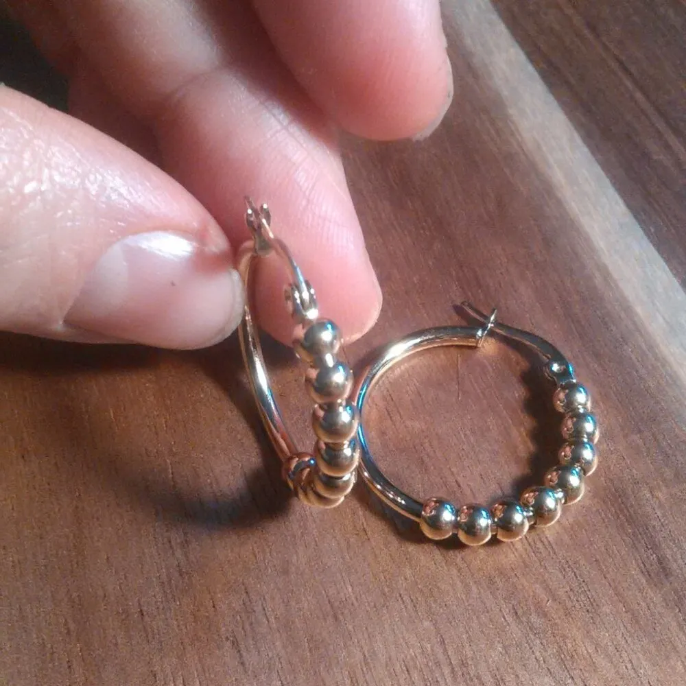 Ion Plated Yellow Gold Stainless Steel Hoop Earrings - Image 6