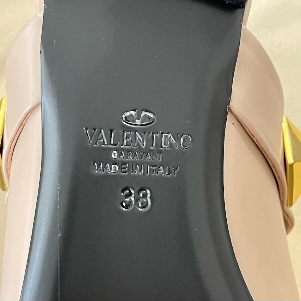 Valentino Beige Leather Rockstud-embellishment pointed-toe mules size 7.5 NEW! - Image 6