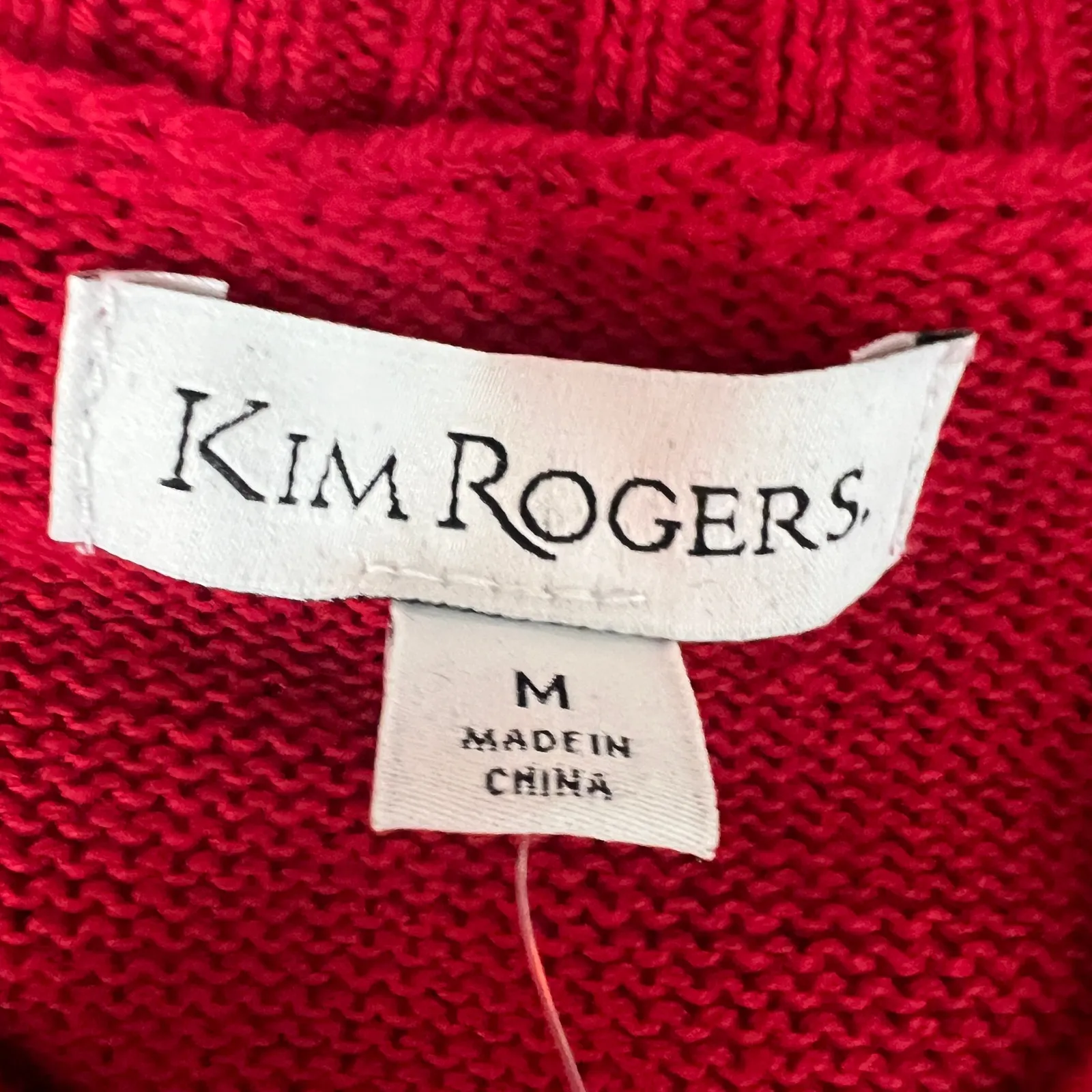 Kim Rogers Cotton Red Pullover Knit Women's Sweater Size Medium Breathable - Image 2