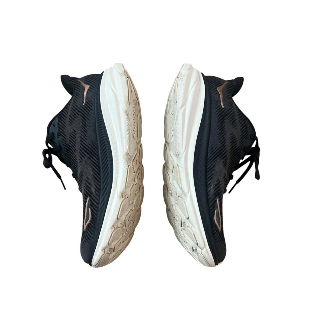 HOKA Clifton 9 Running Shoes Size 7 Wide Black Rose Gold Low Sneakers - Image 7
