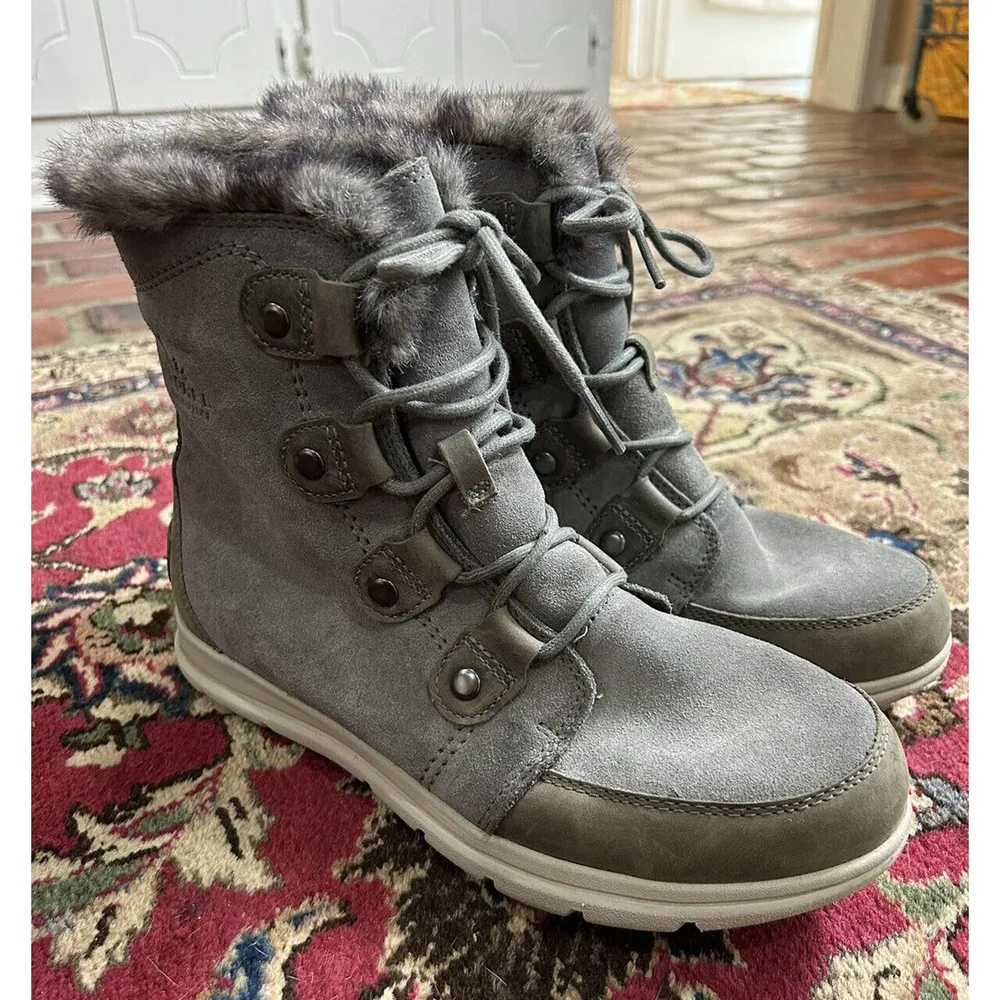 Sorel Explorer Gray Waterproof Leather Joan Boots Size 10 - Image 4