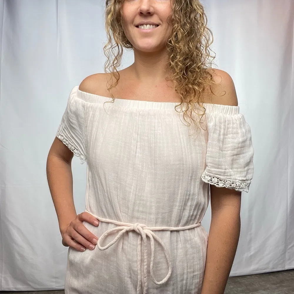 Michael Stars Cotton Off the‎ Shoulder Mini Dress in Light Pink Size Extra Small - Image 3