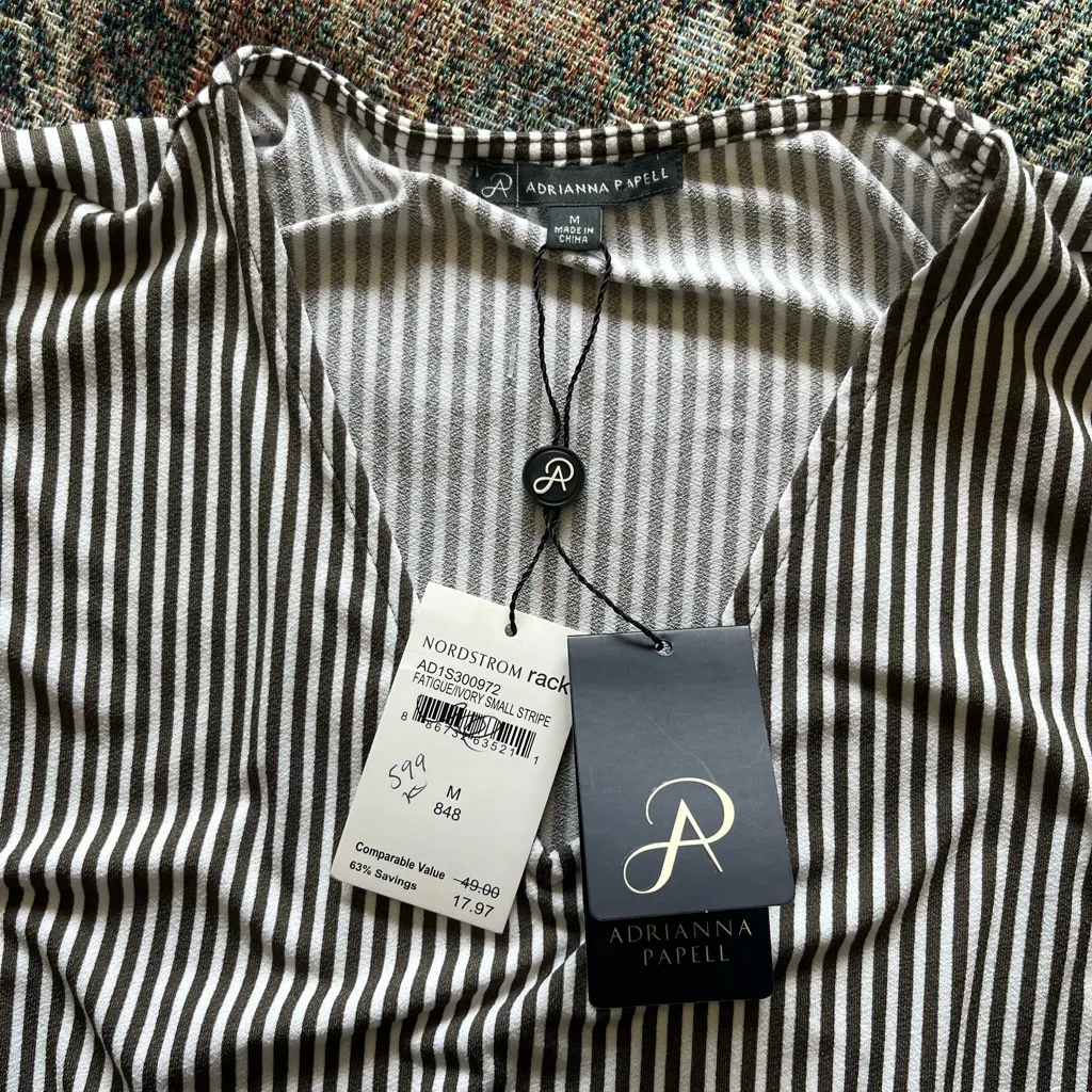 Adrianna Papell Black and White Fitted Sleeveless Striped Tank Top NWT SZ M - Image 13