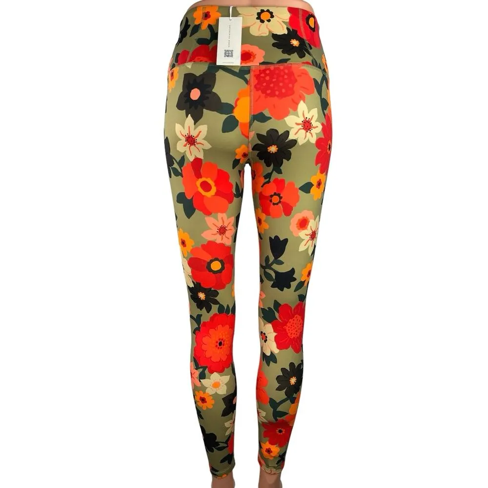Tory Burch Sport Green Multicolor Floral Yoga Low Rise Athletic Leggings Size XS - Image 3