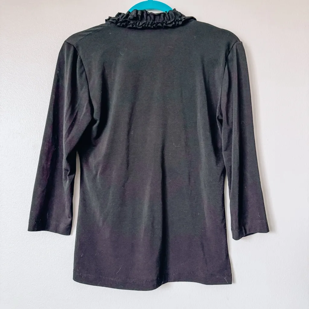 Elegant Black Ruffled Women's Top - Image 4
