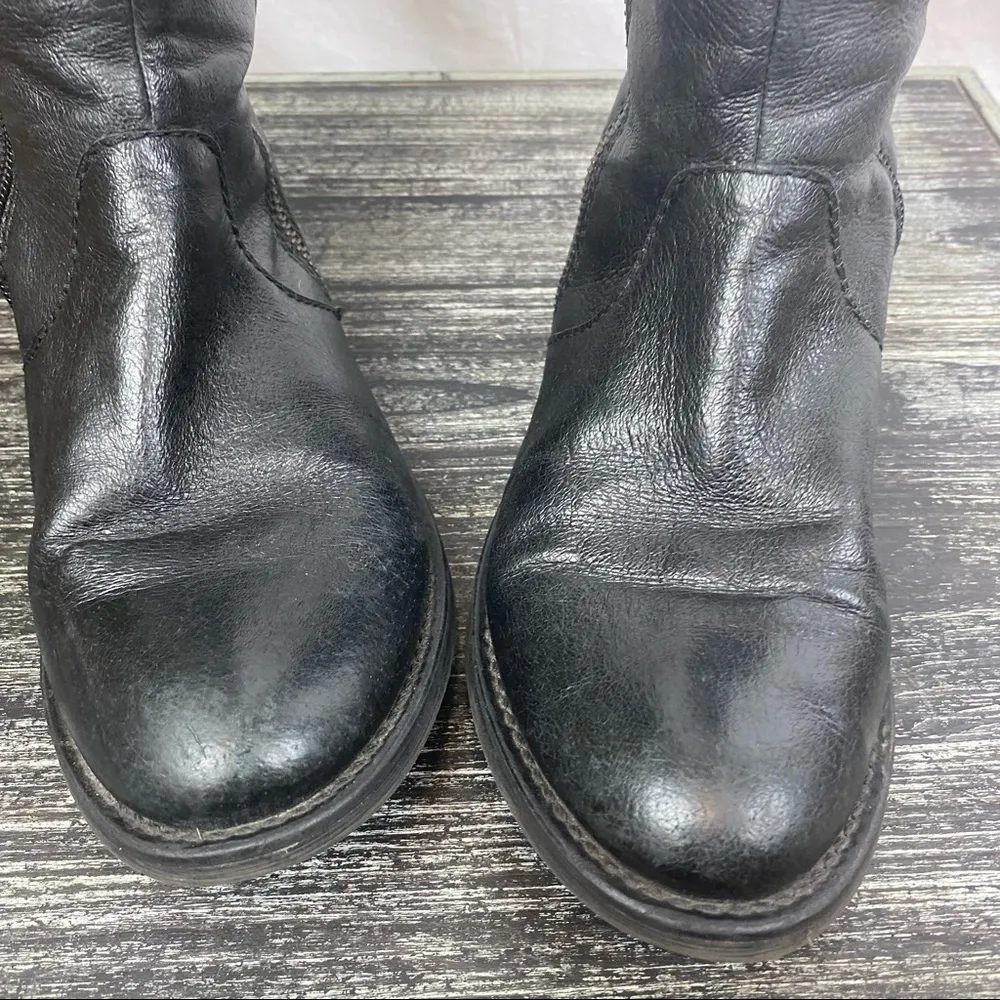 Steve Madden Black Leather Shawny Knee High Zip Up Riding Boots 7 - Image 2