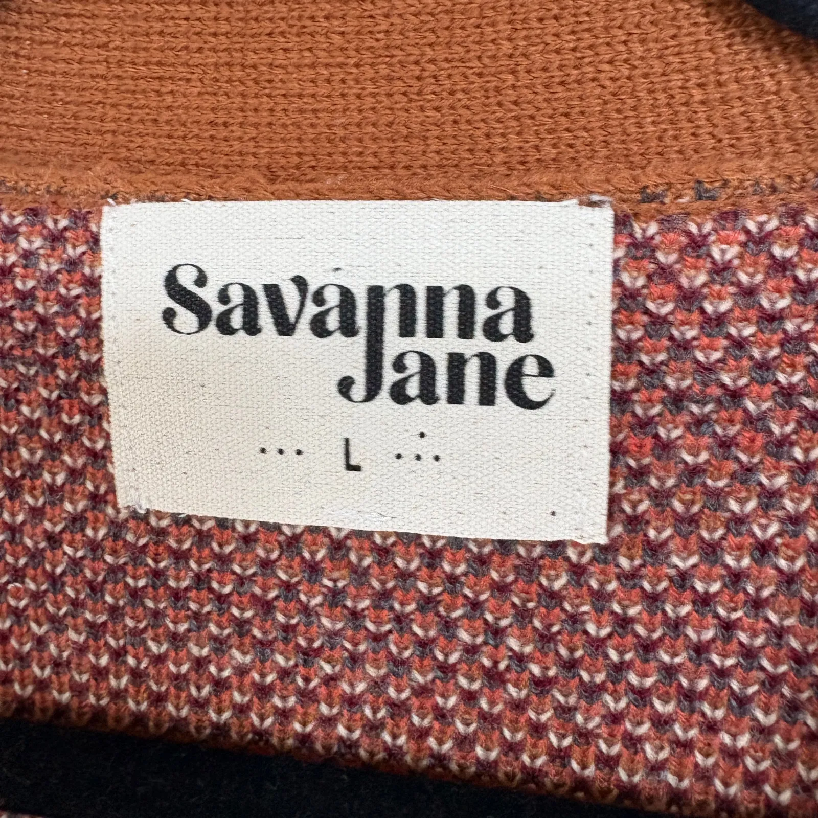 Savanna Jane Southwestern Sweater Brown Coastal Cowgirl Pattern Cardigan Large - Image 10
