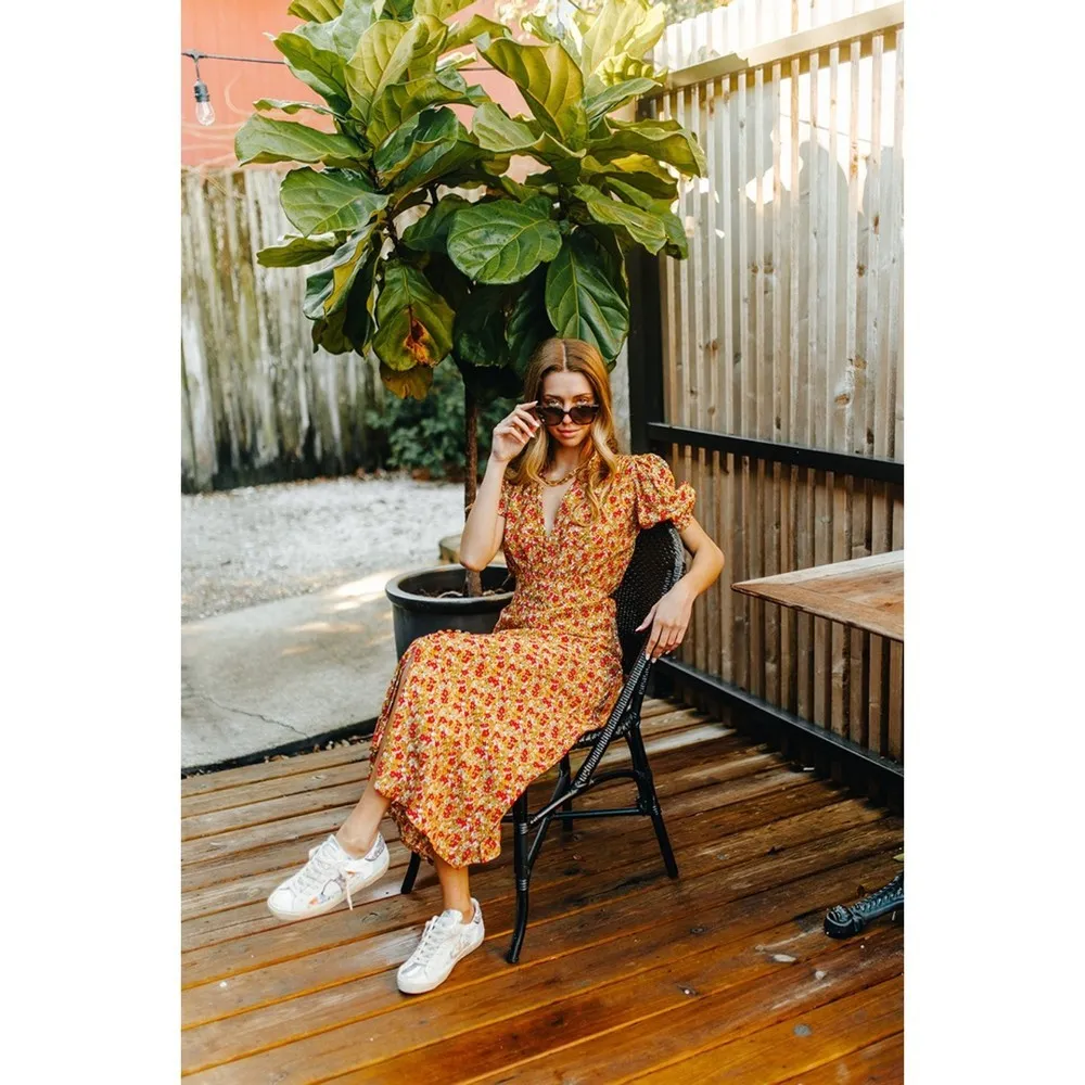 Faithfull The Brand Bellavista Midi Dress La Gomera Floral Print Size US 4 - Image 4