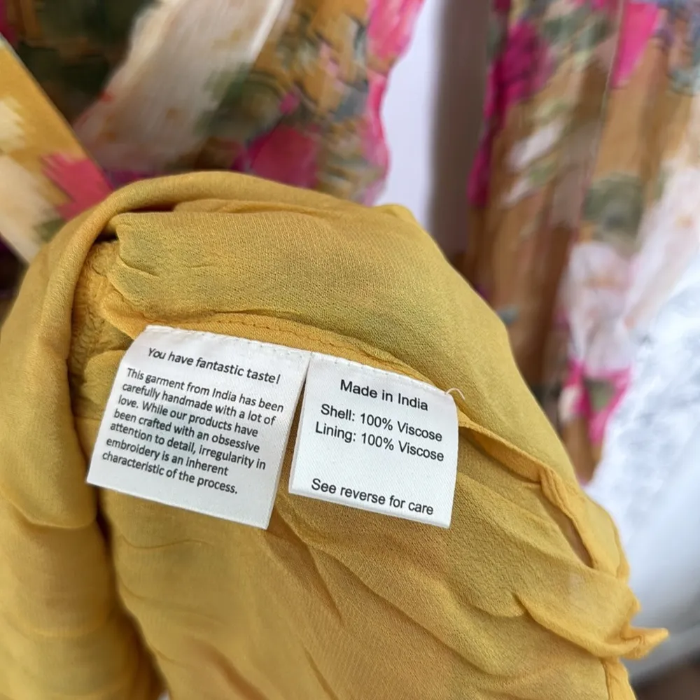 Rococo Sand Avar one shoulder floral dress NWT Yellow Size L - Image 10