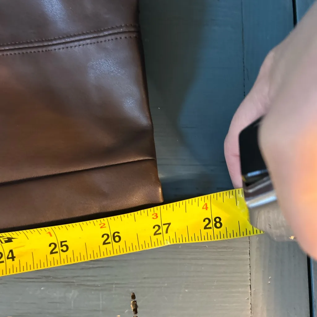 Talbots Shiny Brown Faux Leather Pants | Size 14 - Image 8