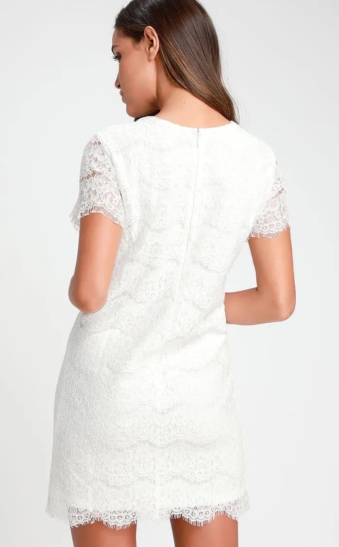 Lulus Take Me to Brunch Ivory Lace Shift Dress - Image 2