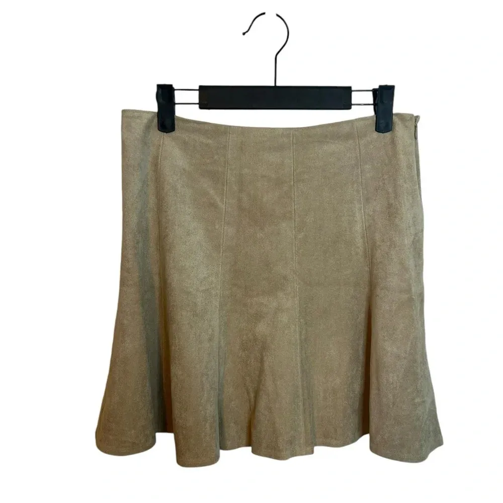 BCBGMAXAZRIA Nicky Beige Faux Suede Mini Skirt - Image 3