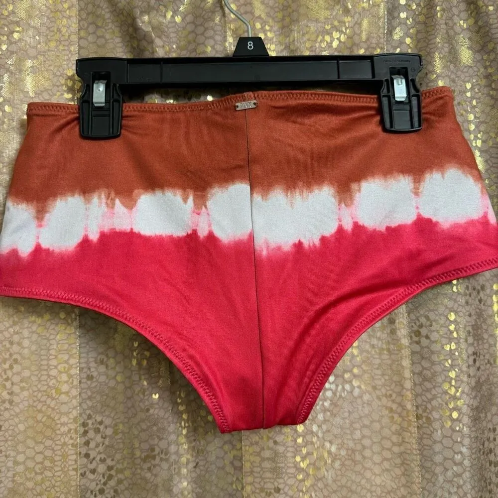 PINK Victorias Secret Active Pink Brown Tie Dye Swim Bottoms Small NWT - Image 2