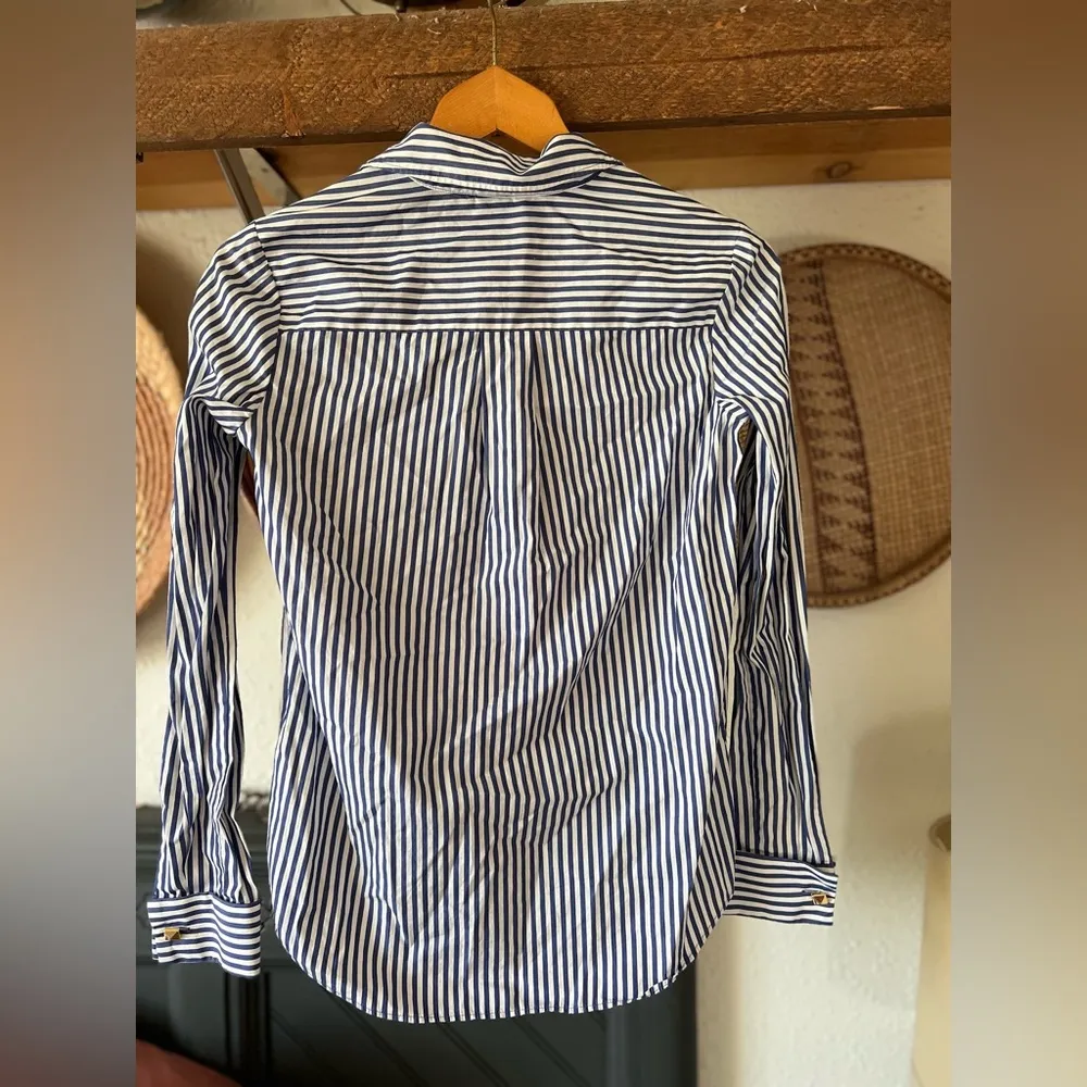 kate spade classic navy stripe button down shirt - Image 3