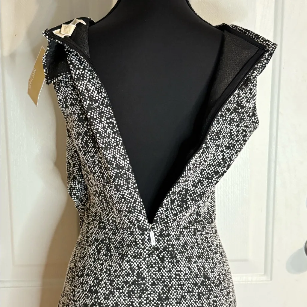 Michael Kors Dress Womens XS Black White Knit Mini A Line Sleeveless Ruffle NWT - Image 5