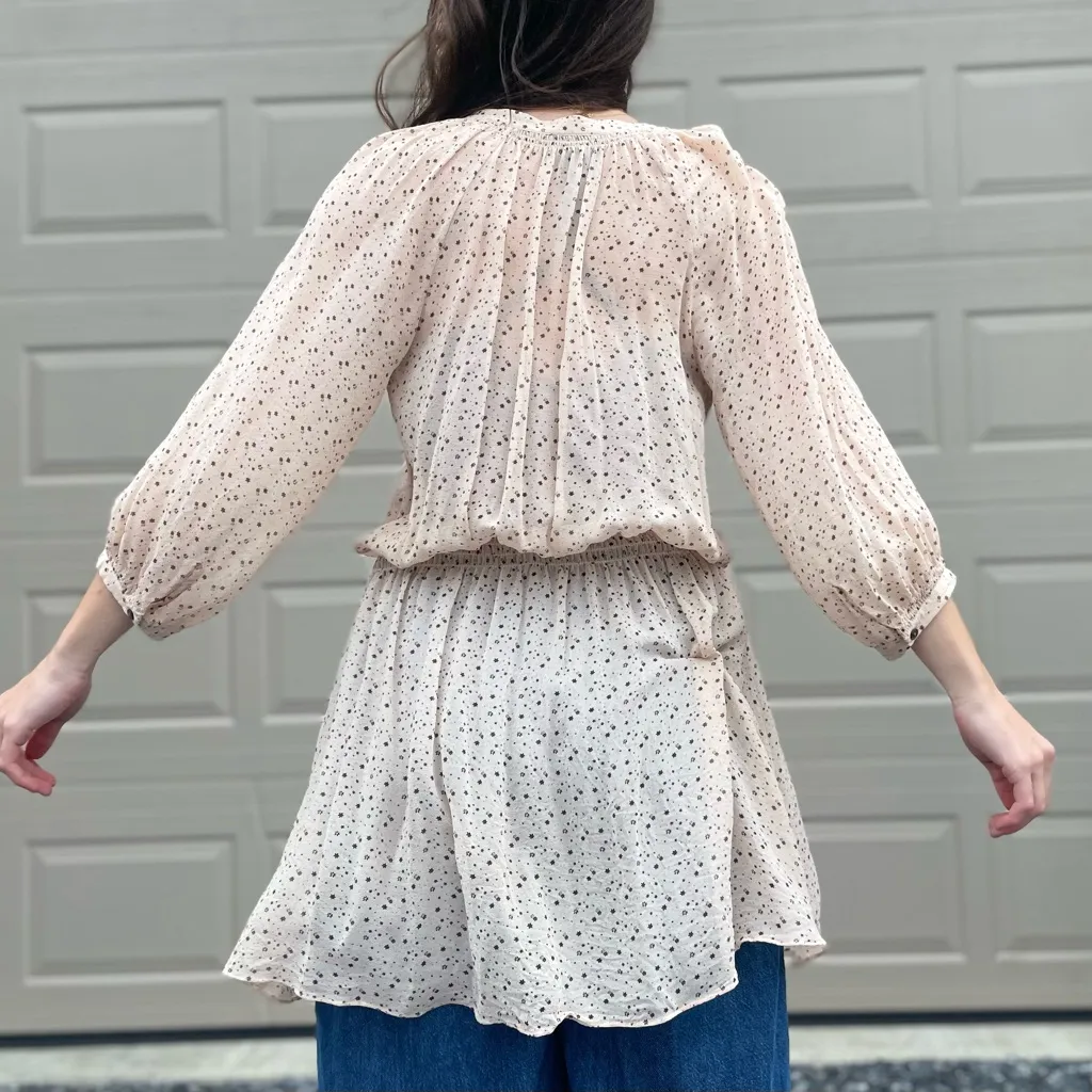 Club Monaco Sheer Silk Chiffon Tunic Mini Dress Small 6 - Image 4