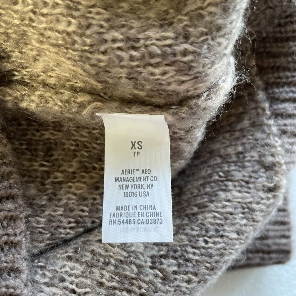 Aerie Women's XS Pullover Sweater Cheetah Print Crewneck Fuzzy Long Sleeve Brown - Image 10