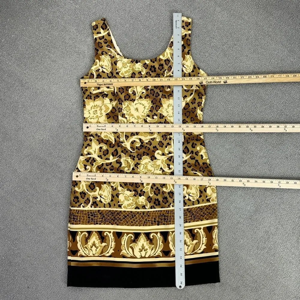 Liaison‎ Paris Floral Leopard Print Sheath Dress Tan Black Size 10 Sleeveless - Image 13