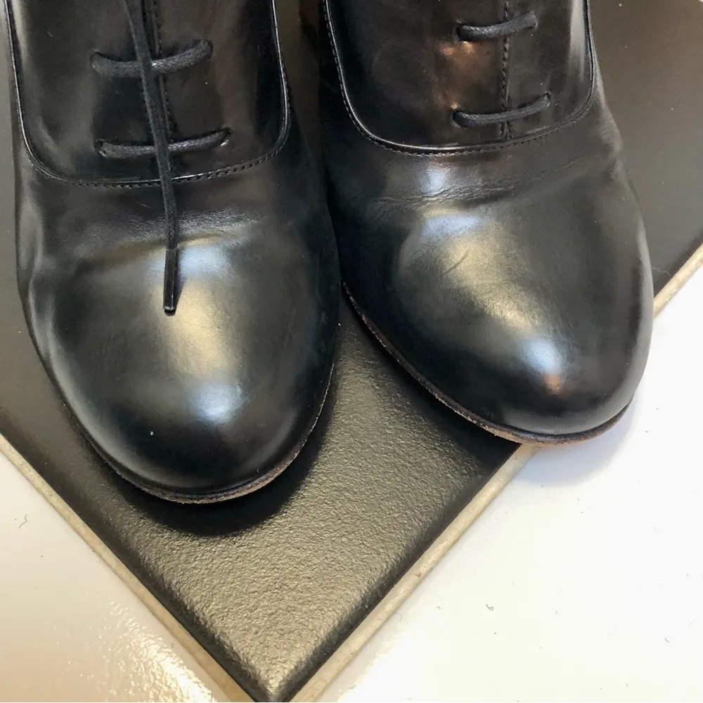 Vintage  Oxford Sling Back Reptile Embossed Leather Wood Heel 7.5 - Image 6