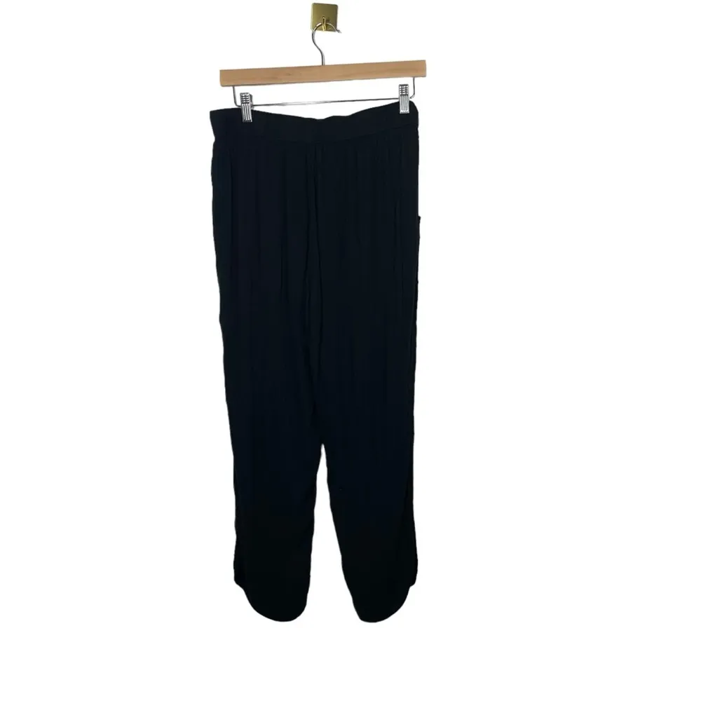 American Eagle Flowy Lightweight Drawstring Viscose Pants in Black Size L - Image 9