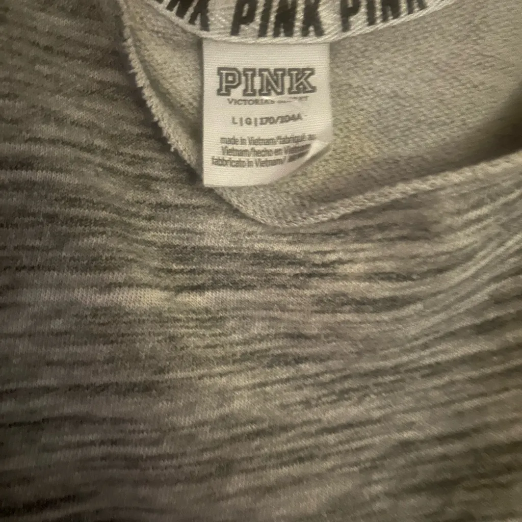 VS PINK Gray Long Sleeve Off the Shoulder Sweatshirt size L - Image 2