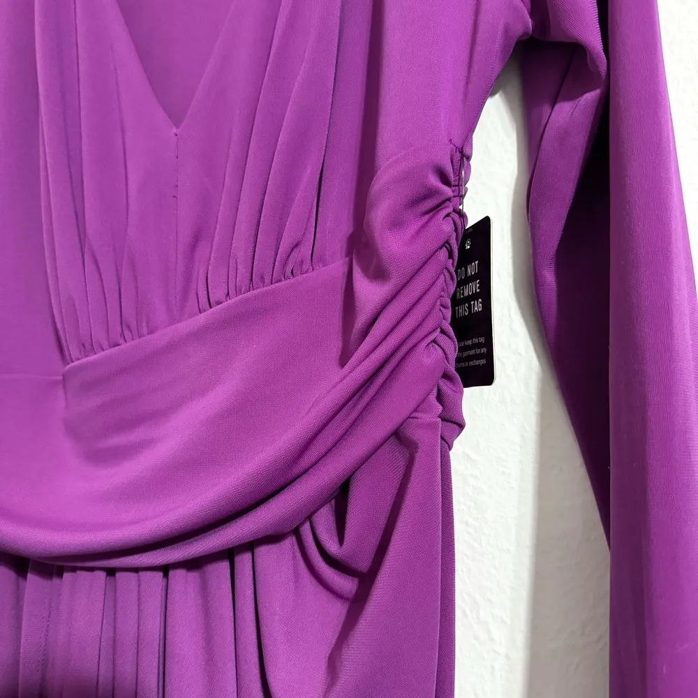 NWT ✨ Express purple v-neck faux wrap going out party dress, size small - Image 4