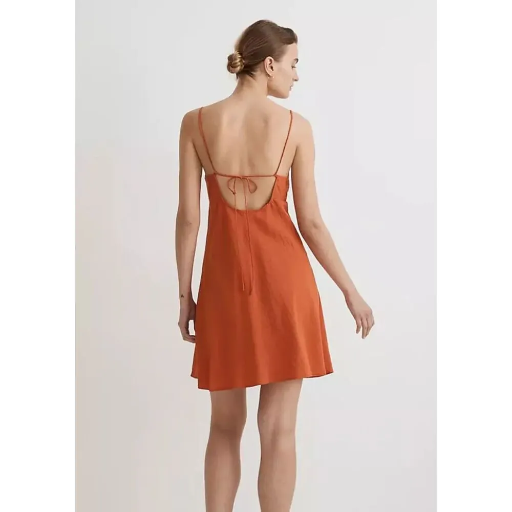 Madewell $88 Layton Mini Slip Dress in Orange Size 8 - Image 3