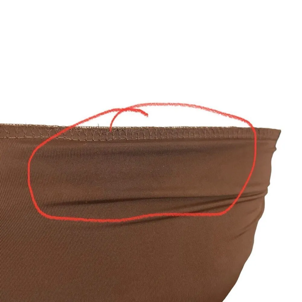 ZARA Strapless Ruched Bodycon Midi Dress Brown Jersey Women’s Size Small - Image 11