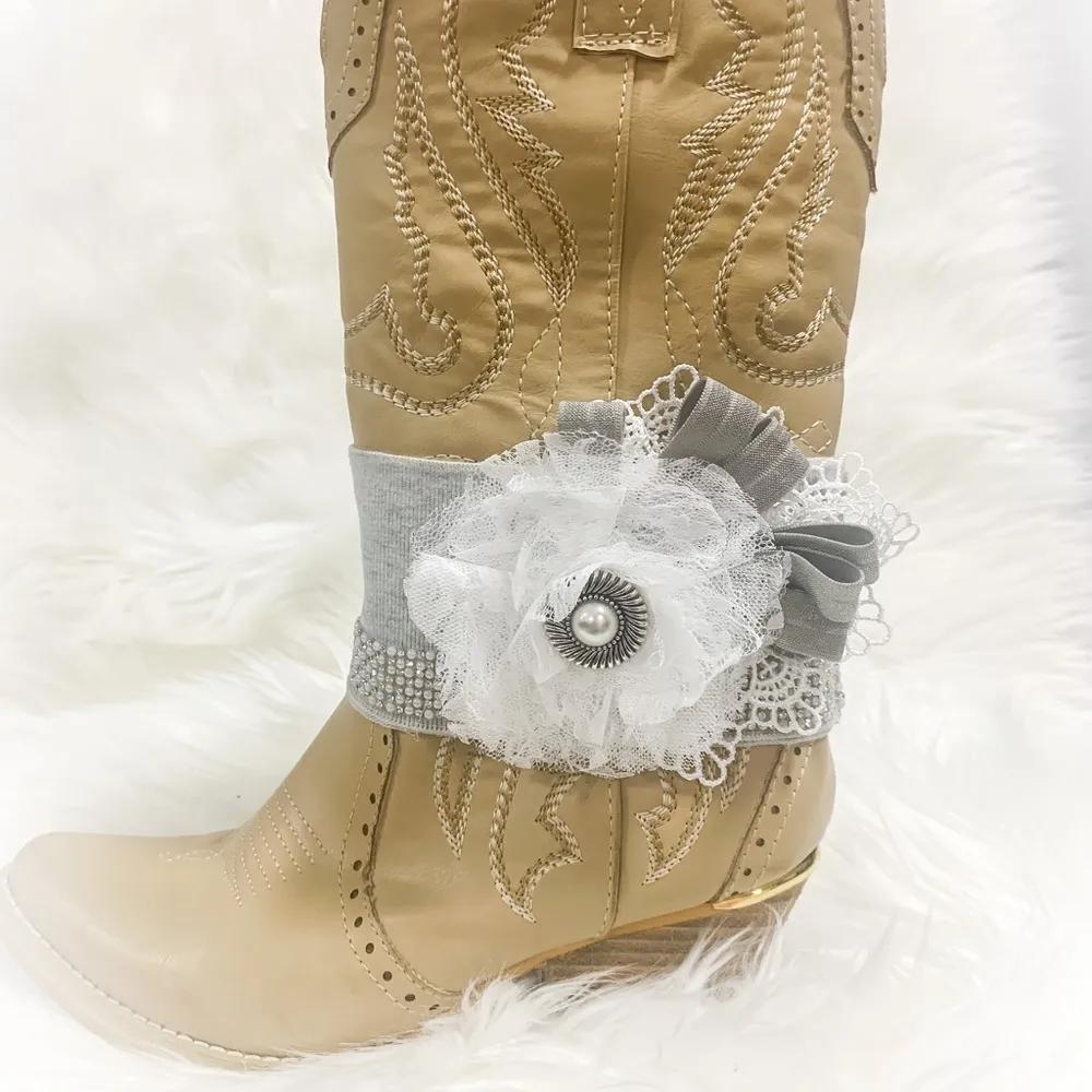 Handmade Removable Women’s Boot Bands/Cuffs Gray - Image 5