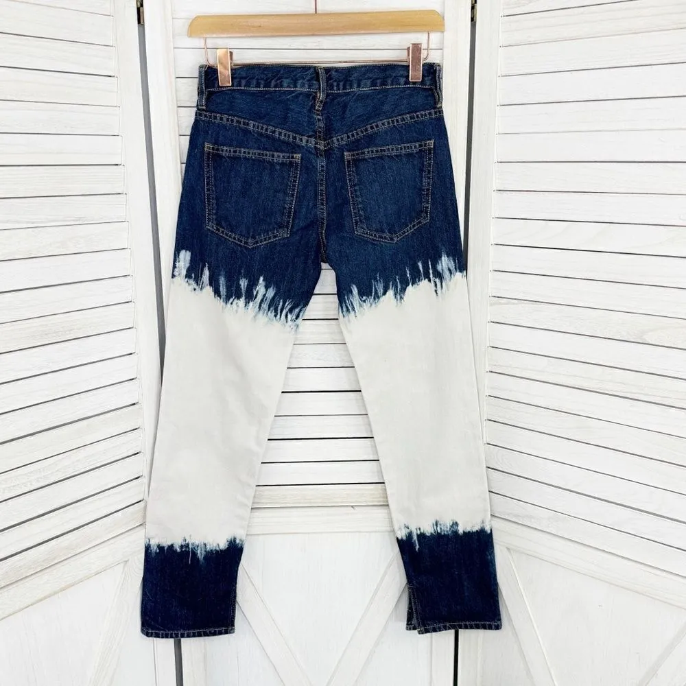 Isabel Marant Etoile Pradley Dip Dye Crop Jeans Colorblock Blue White Size 34 2 - Image 3