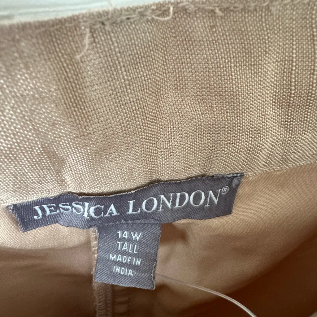 Jessica London Linen Tan Pants. - Image 3