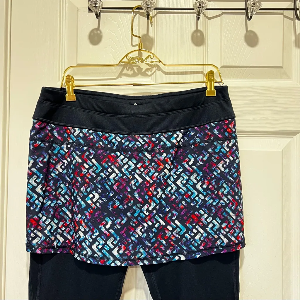 Athleta Size Large Electric Placid 2 in 1 Tight Skirt Navy Blue Fleece Lined - Image 6