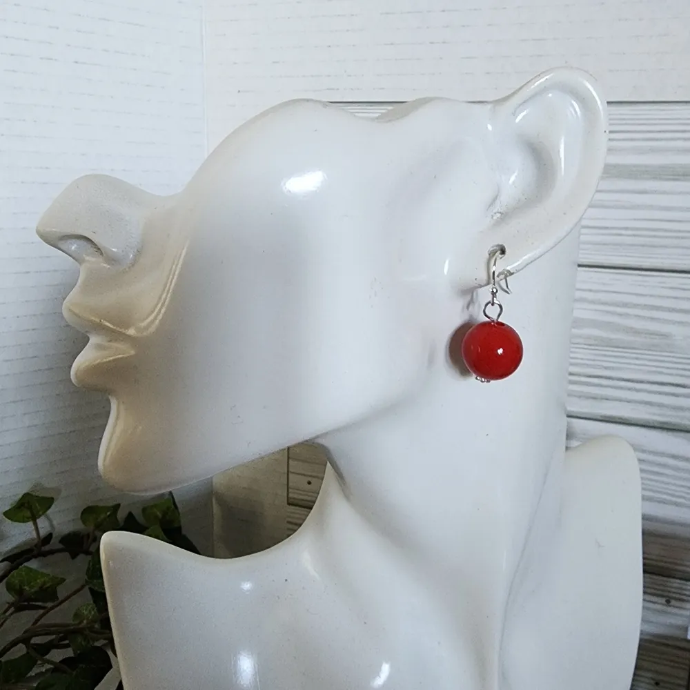 Christmas Holiday Bead Necklace Earrings Set New Red - Image 5