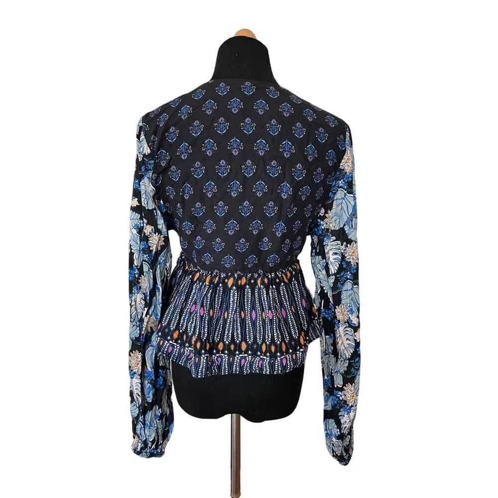 Free People Front Tie Cropped Long Sleeve Top XS - Image 3