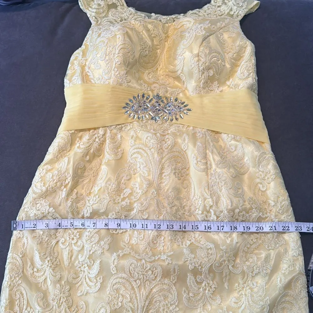 Women’s Plus Size Tea Length Formal Yellow Dress Matching Chiffon Jacket Size XL - Image 11