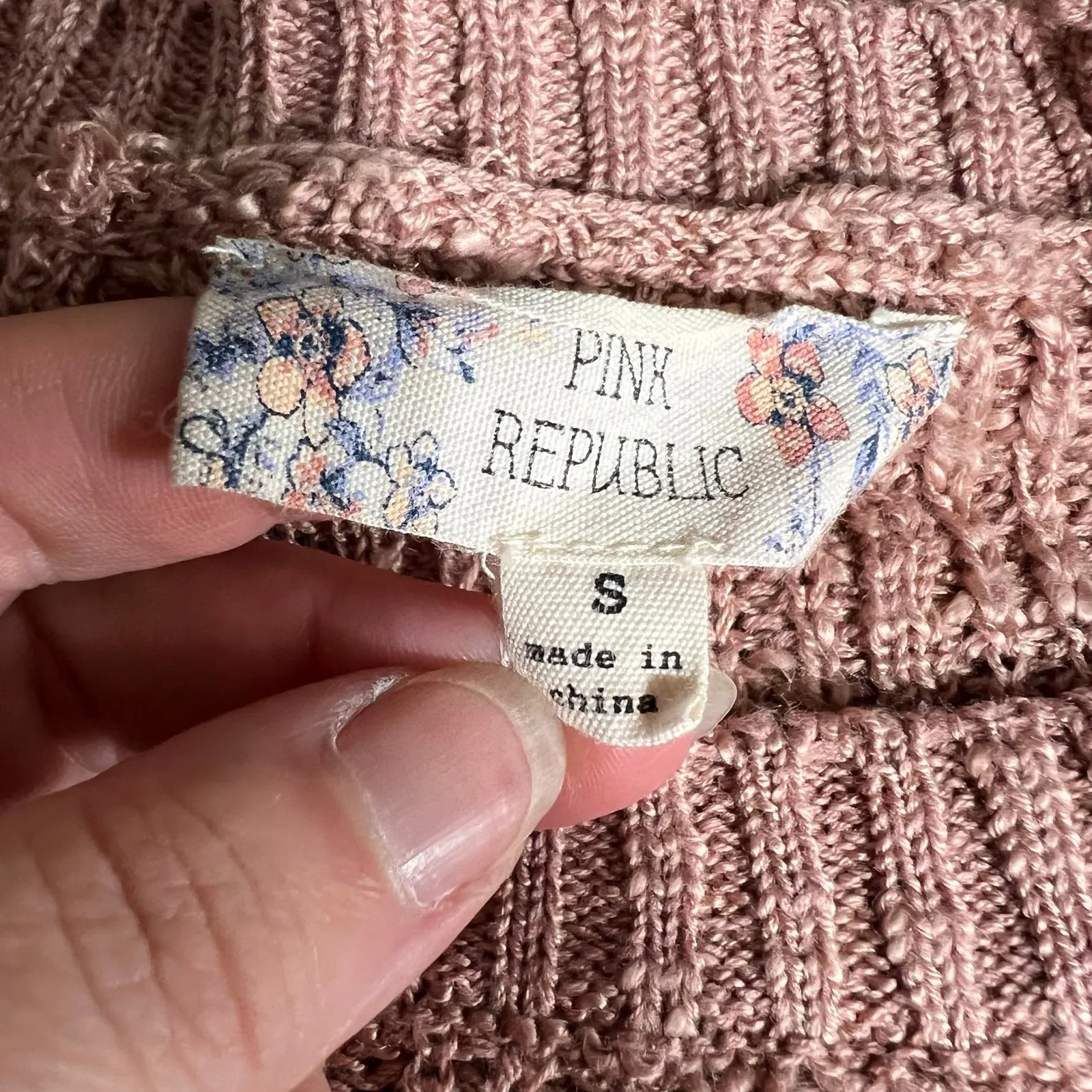 Pink Republic Womens Loose Knit Pullover Sweater Tunic Stretchy Mauve Pink Small - Image 6