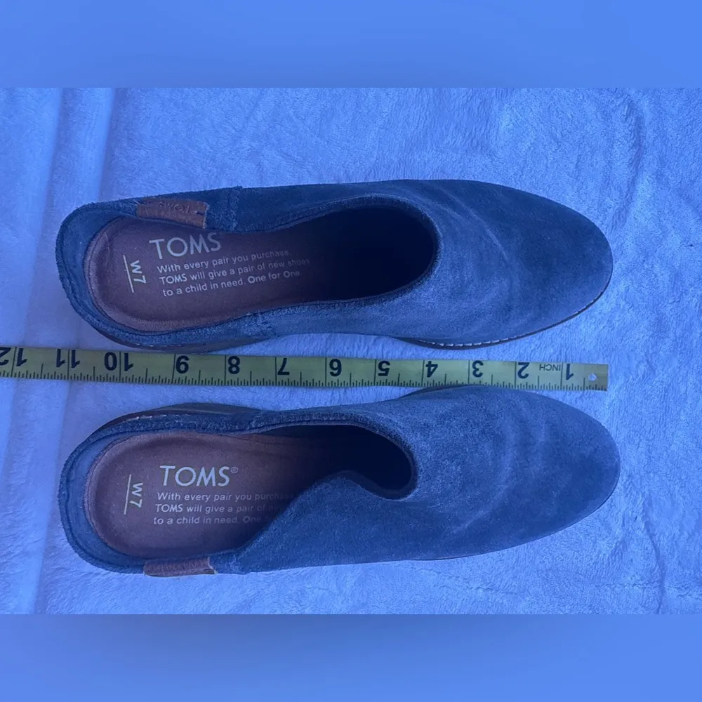 Toms Leila Forged Iron Grey Suede Stacked Chunky Black  Heel Mules. W7 - Image 4