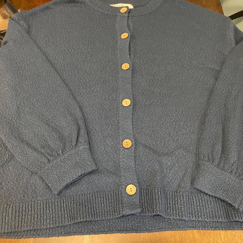 Free People FP Beach Cardigan Sweater Womens Size Medium Blue Oversized Casual - Image 9