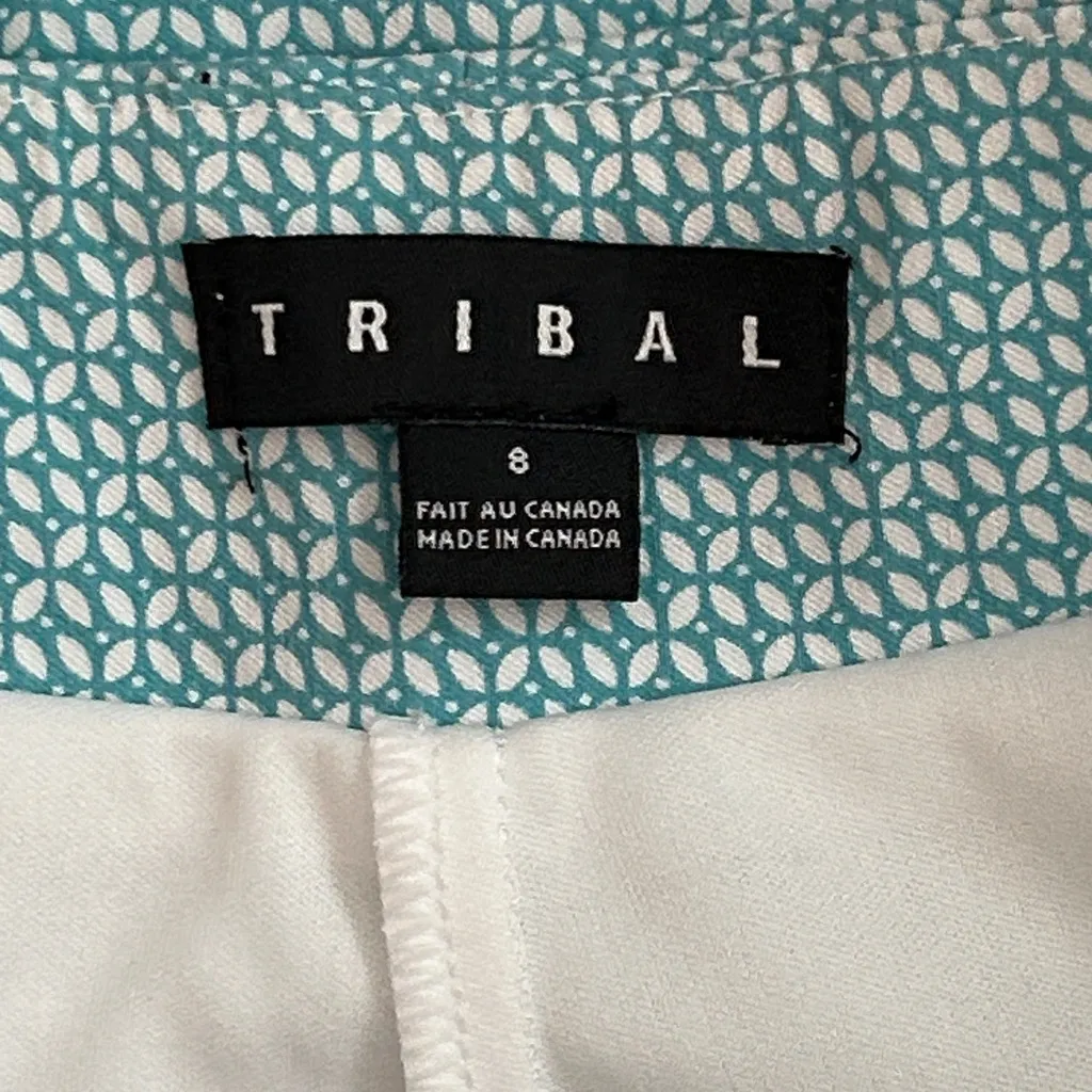 NEW Tribal‎ Women's Teal White Geometric Pattern Pull On Skort - Image 5