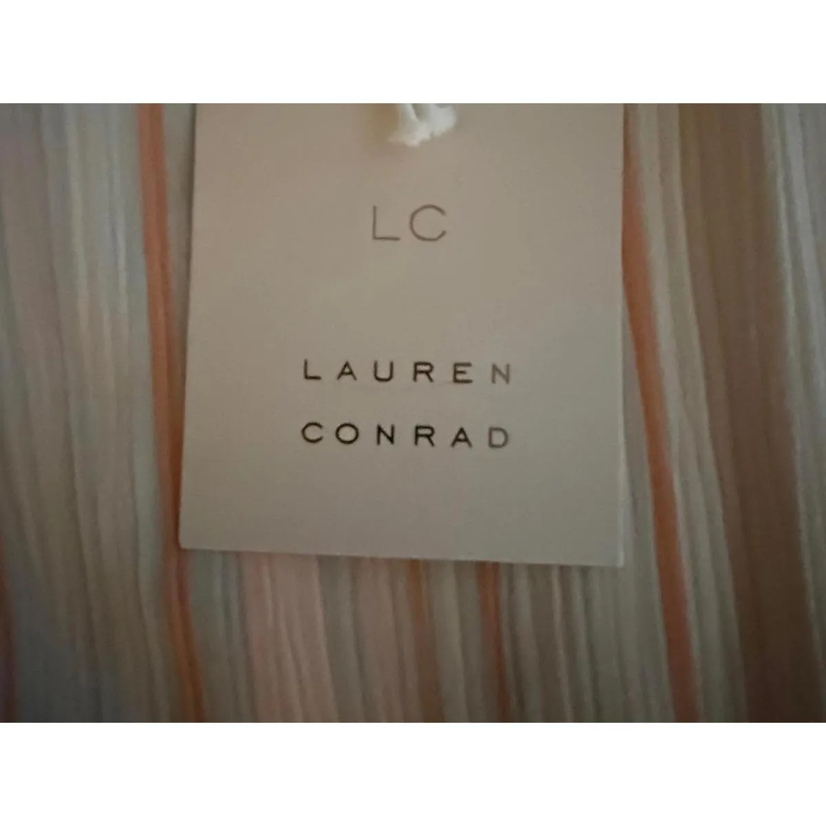 NEW Lauren Conrad Skirt Size XL Extra Large Mini Peach White Stripes Peplum Orange - Image 7