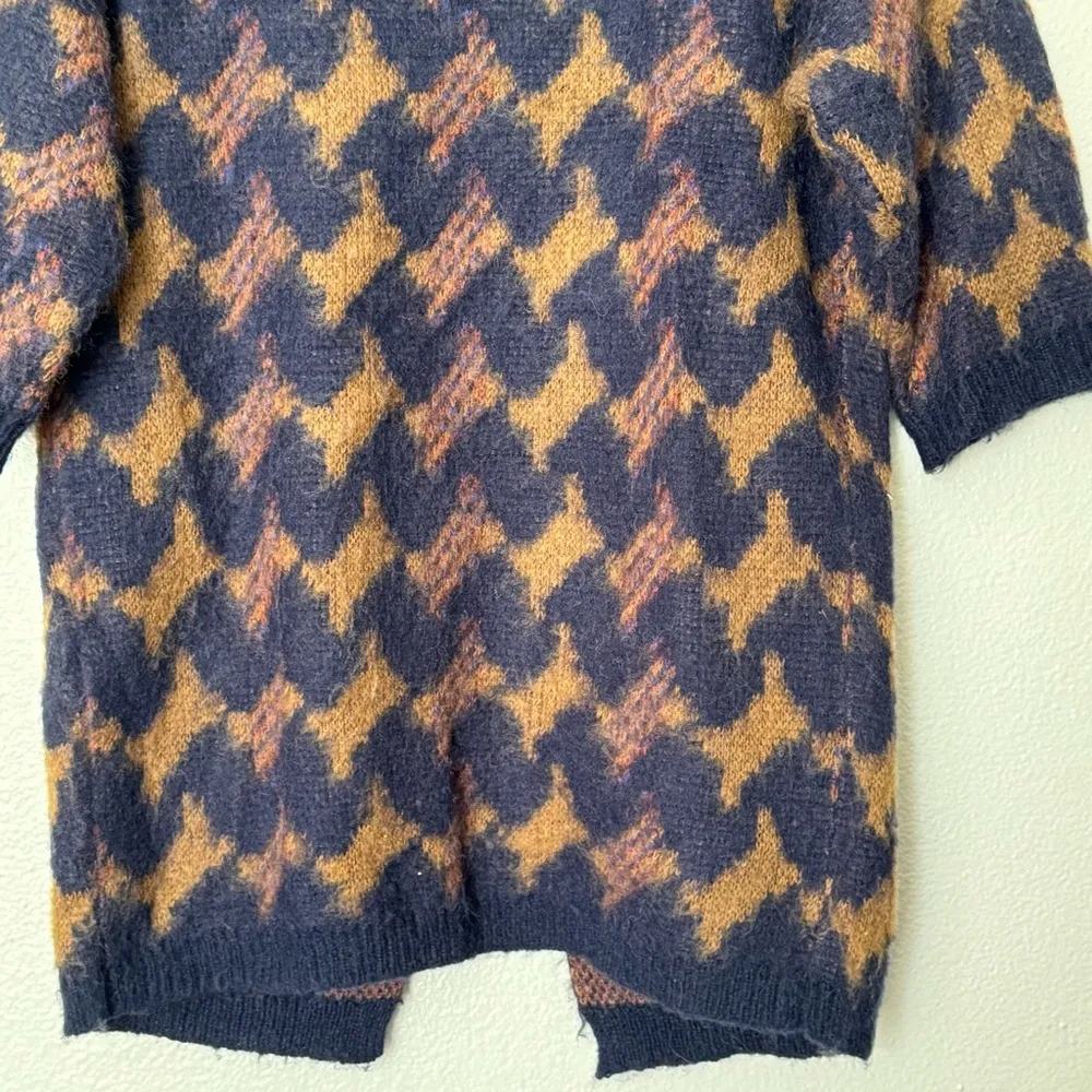 Lucky Brand Wool Blend Boho Longline lona Cardigan Brown/Navy Size Small - Image 8