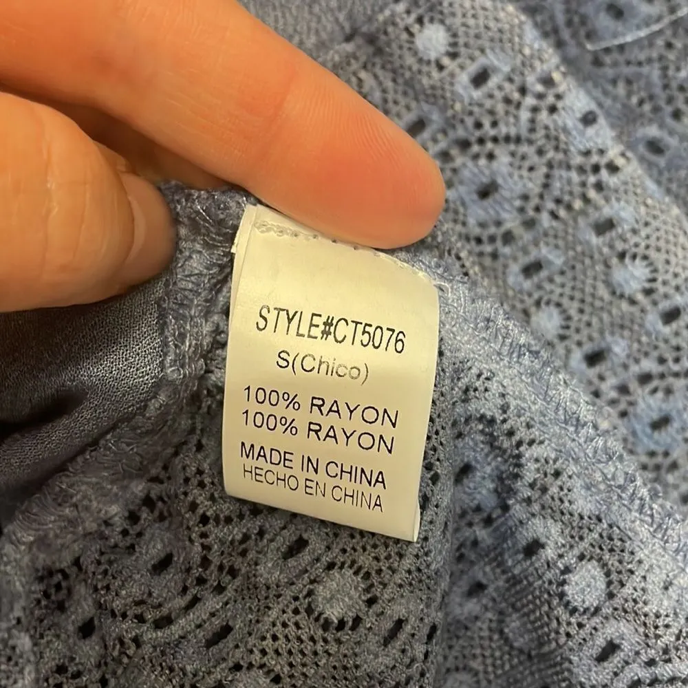 Crescent ✨ Dusty Blue 3/4 Sleeve Ruffle Top, NWT - Image 7