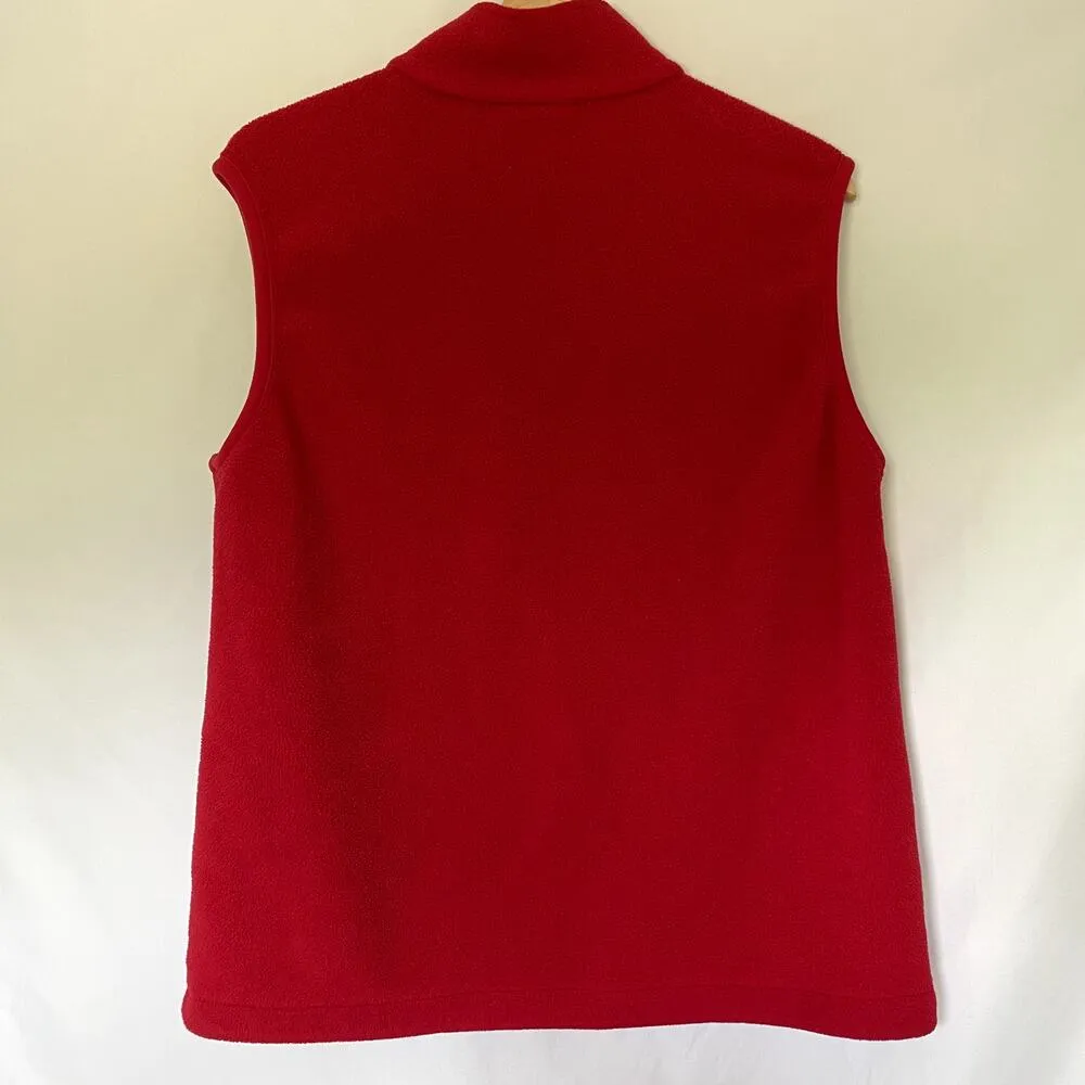 Lands' End red fleece vest aircore 200 women's size L zippered pockets winter - Image 8