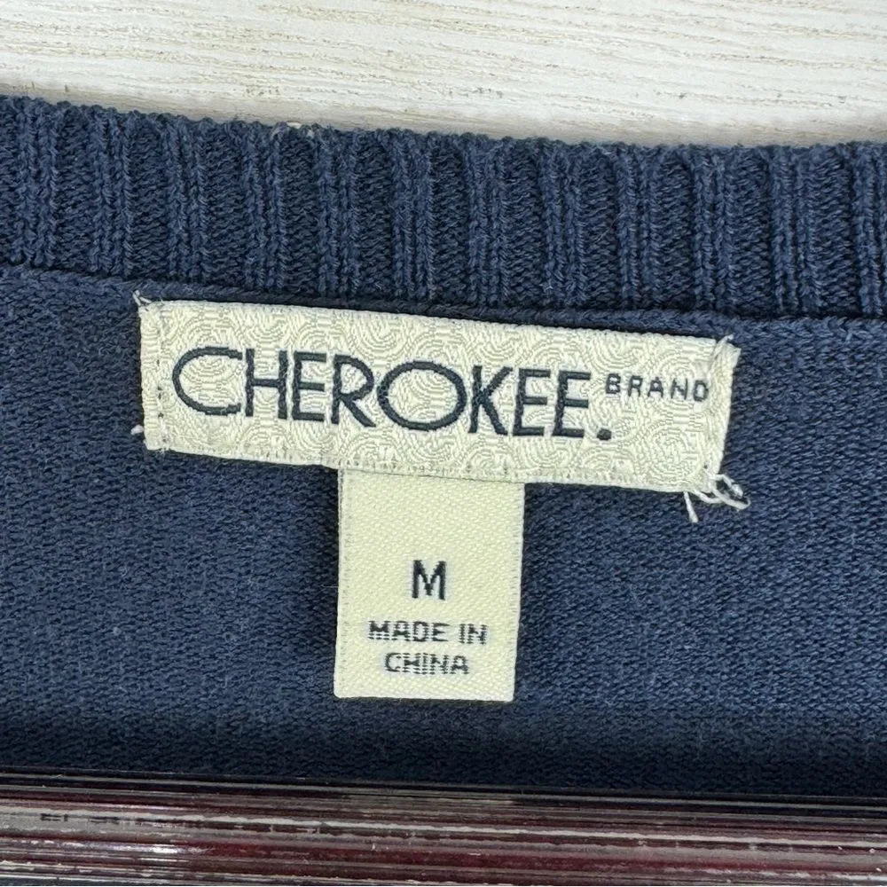 Cherokee Vintage Argyle‎ Button Front Cardigan Sweater Blue Multi Medium - Image 9