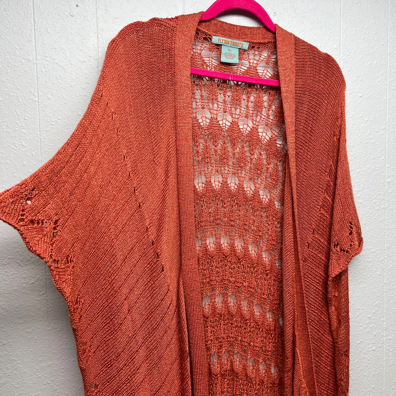 Flying Tomato Fringe Cardigan Womens M/L Open Knit Boho Festival Western Country - Image 6