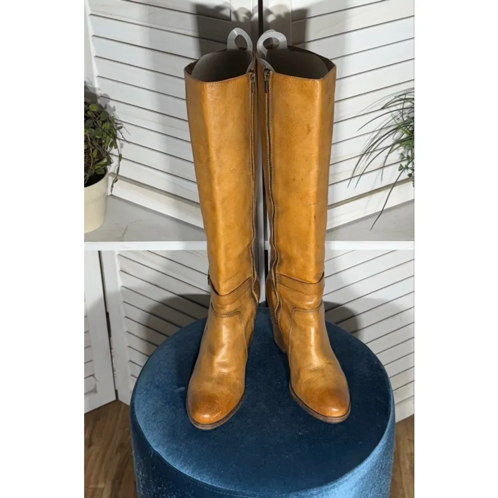 Frye vintage Y2K genuine leather caramel brown knee high boots sz 8 (M) - Image 4