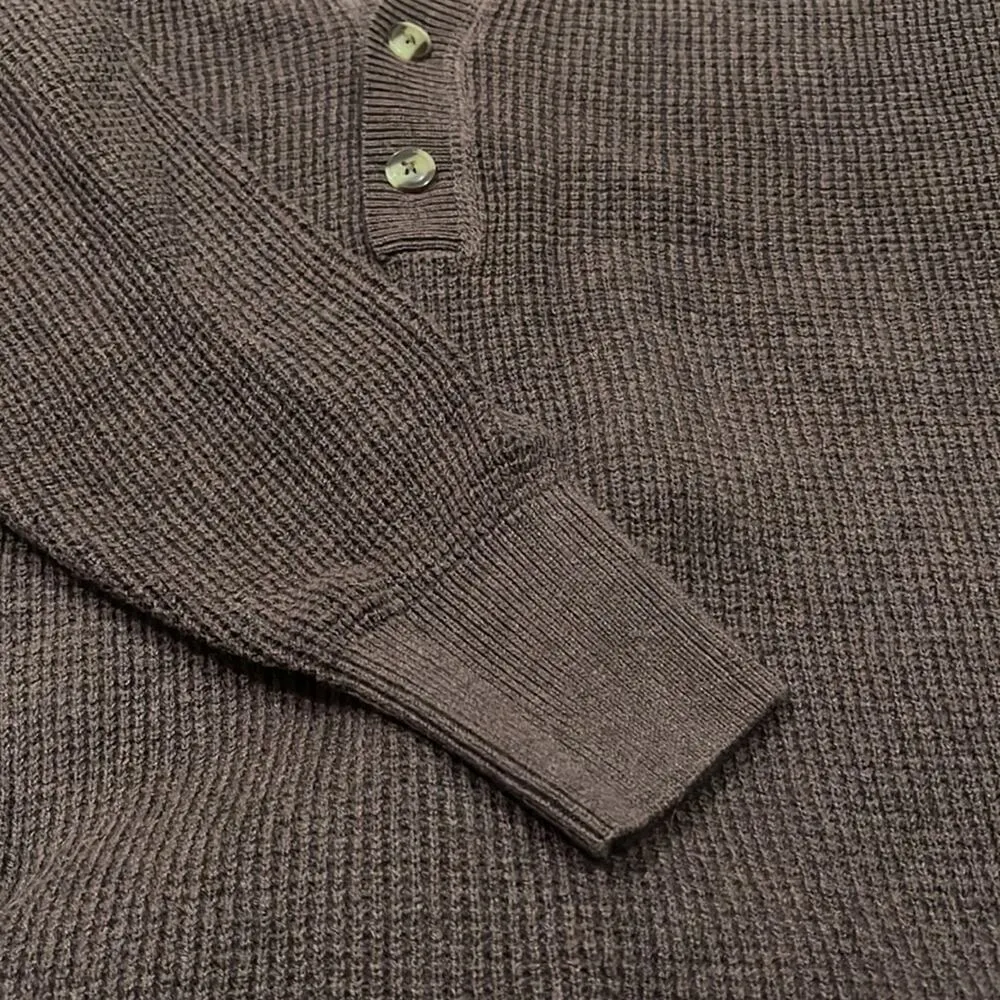 prAna Womens Milani Henley Dress Clove Small Organic Sweater Waffle Knit - Image 4