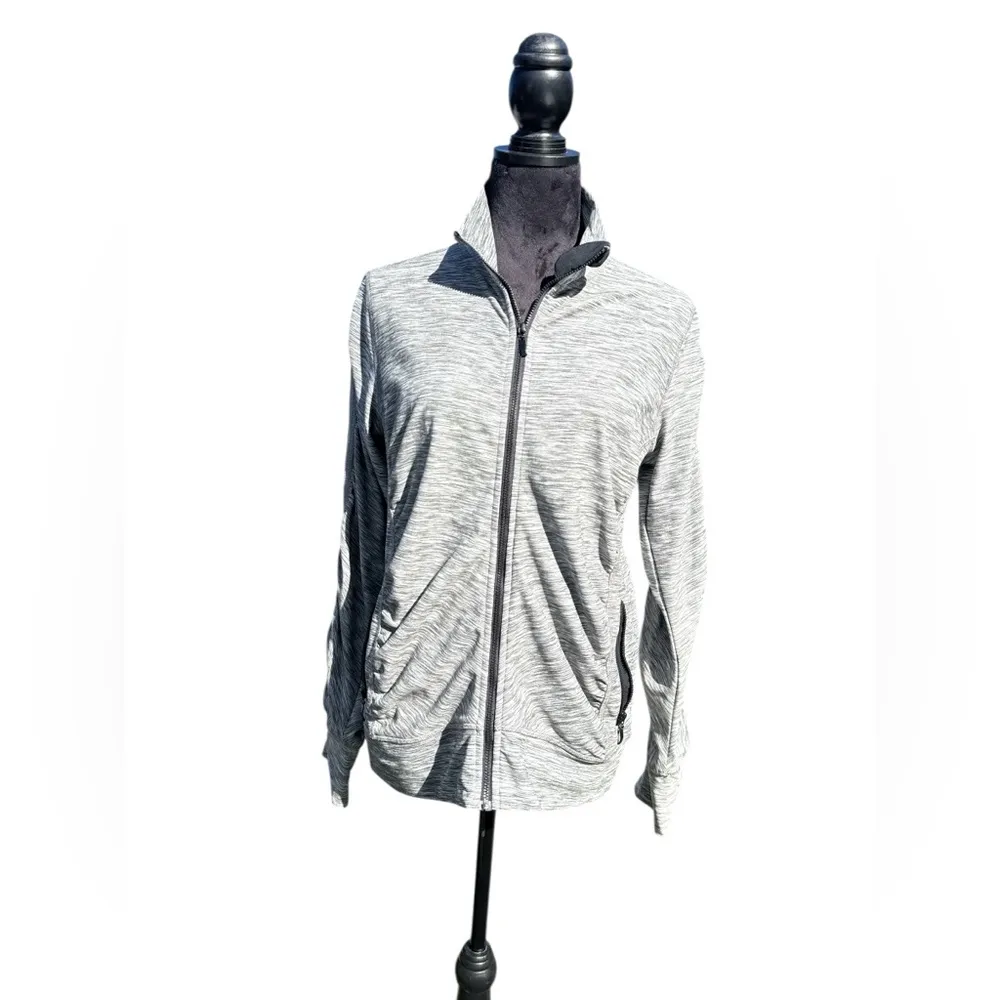 GGBlue Luxe Sport Gray Mesh Stretch Zip Jacket Women’s Md Tennis Golf Activewear Size M - Image 7