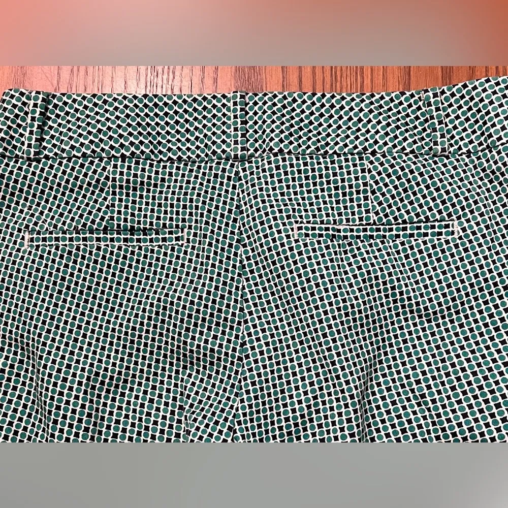 Banana Republic Green & Black Dot Stretch Cotton Straight-Fit Ankle Pants Sz 00P - Image 8